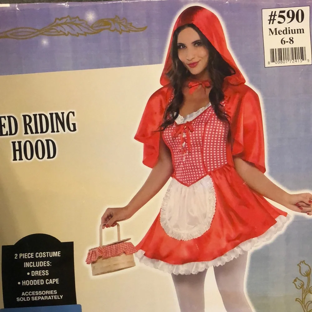 Costume RED RIDING HOOD Sexy Dress With Cape Adult Size Medium 6-8 - Picture 15 of 16